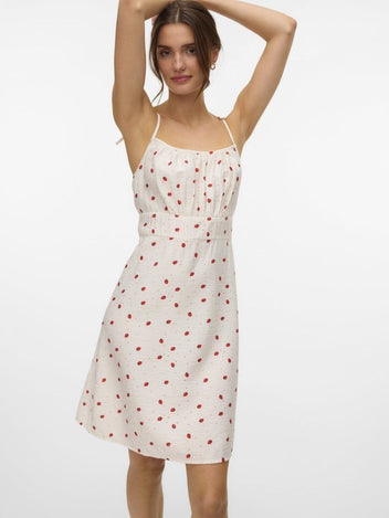 Φόρεμα μίνι με φράουλες Vero Moda 10324640 - Λευκό - thefashionproject.gr - VERO MODA