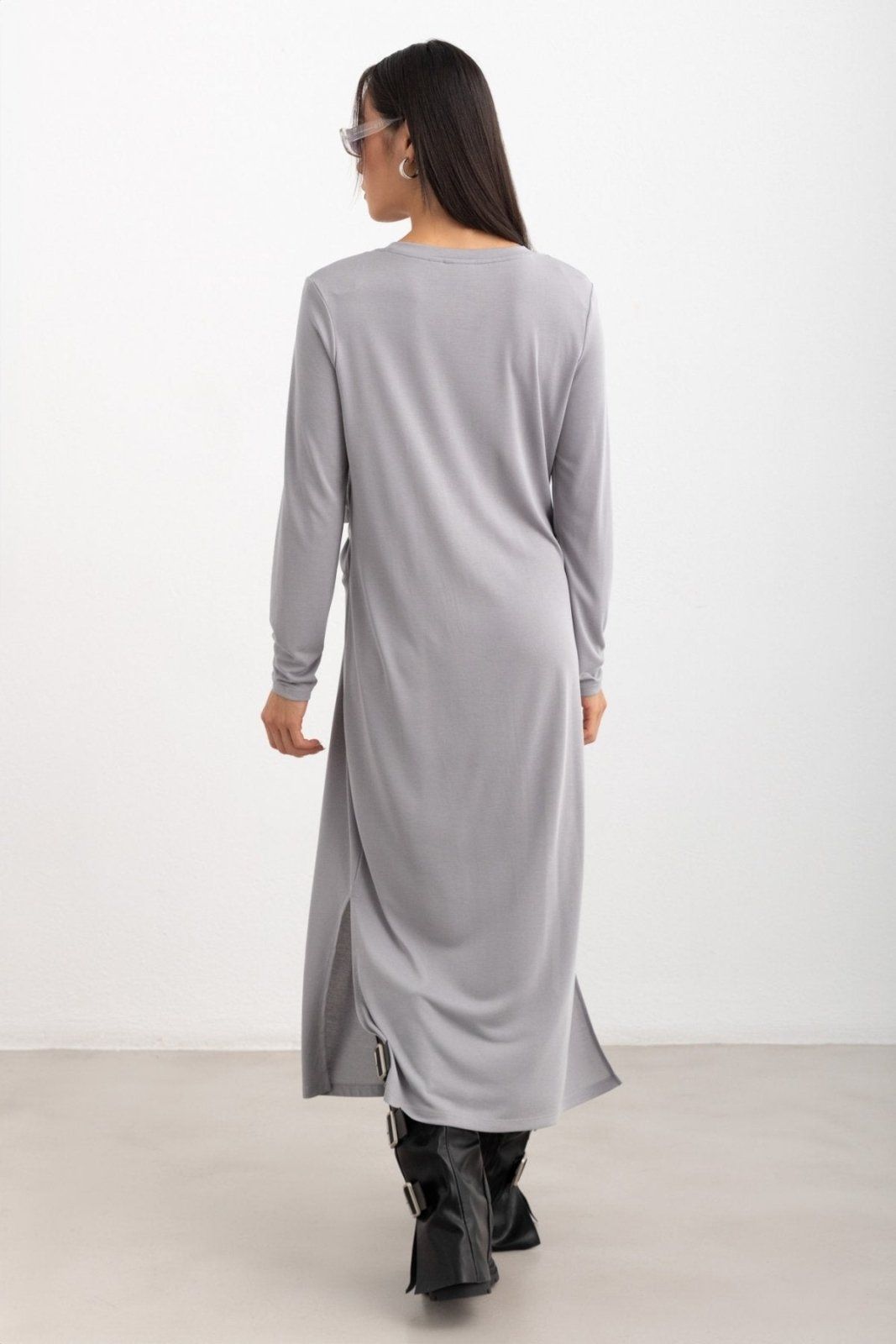 Φόρεμα μίντι basic Pieces 17151341 - Γκρι - thefashionproject.gr - PIECES