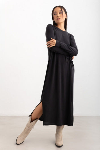 Φόρεμα μίντι basic Pieces 17151341 - Μαύρο - thefashionproject.gr - PIECES