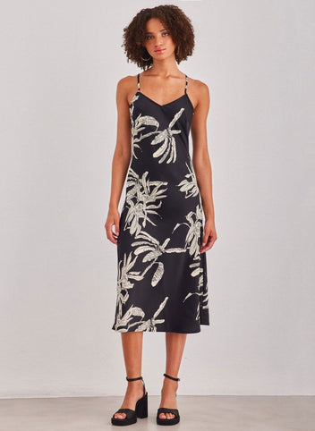 Φόρεμα σατέν με print Aware 10307622 - Μαύρο - thefashionproject.gr - AWARE by VERO MODA