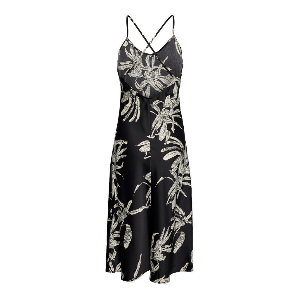 Φόρεμα σατέν με print Aware 10307622 - Μαύρο - thefashionproject.gr - AWARE by VERO MODA