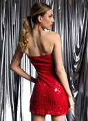 Φόρεμα strapless με παγέτες ONLY 15309738 - Κόκκινο - thefashionproject.gr - ONLY