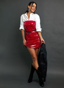 Φόρεμα strapless με παγέτες ONLY 15309738 - Κόκκινο - thefashionproject.gr - ONLY