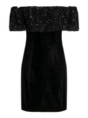 Φόρεμα velvet με βολάν και παγιέτες ONLY 15336170 - Μαύρο - thefashionproject.gr - ONLY