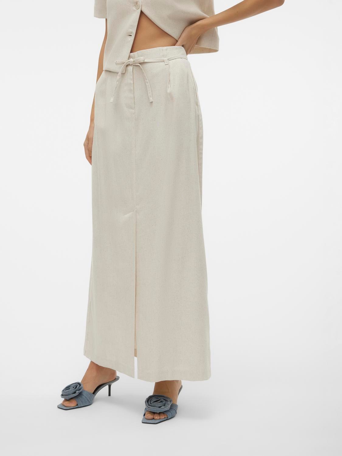 Φούστα λινή μάξι Vero Moda 10306699 - Ζαχαρί - thefashionproject.gr - VERO MODA