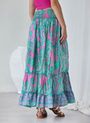 Φούστα μάξι με boho λαχούρια - Μέντα - thefashionproject.gr - The Fashion Project