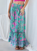 Φούστα μάξι με boho λαχούρια - Μέντα - thefashionproject.gr - The Fashion Project