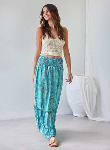 Φούστα μάξι με boho λαχούρια - Οινοπνευματί - thefashionproject.gr - The Fashion Project