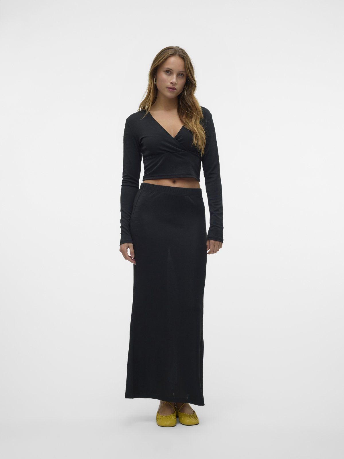 Φούστα μάξι με glitter ύφασμα Vero Moda 10316739 - Μαύρο - thefashionproject.gr - VERO MODA