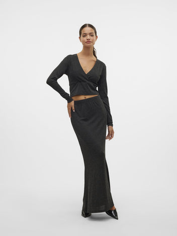 Φούστα μάξι με glitter ύφασμα Vero Moda 10316739 - Μαύρο/Ασημί - thefashionproject.gr - VERO MODA