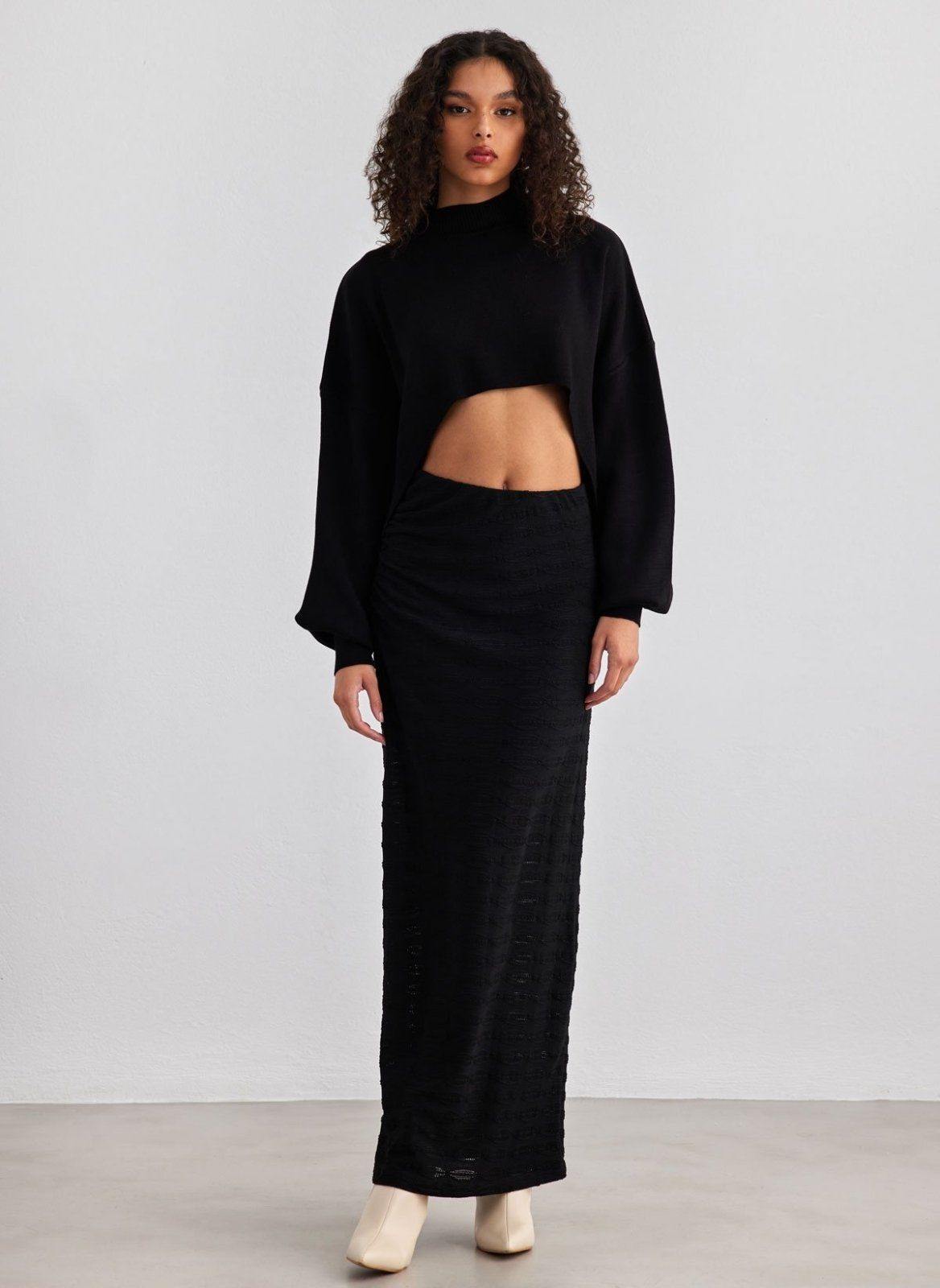 Φούστα μάξι με σούρα στο πλάι Vero Moda 10309750 - Μαύρο - thefashionproject.gr - VERO MODA