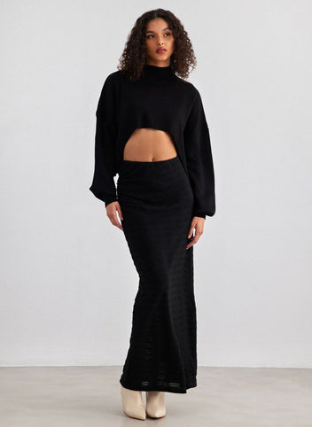 Φούστα μάξι με σούρα στο πλάι Vero Moda 10309750 - Μαύρο - thefashionproject.gr - VERO MODA