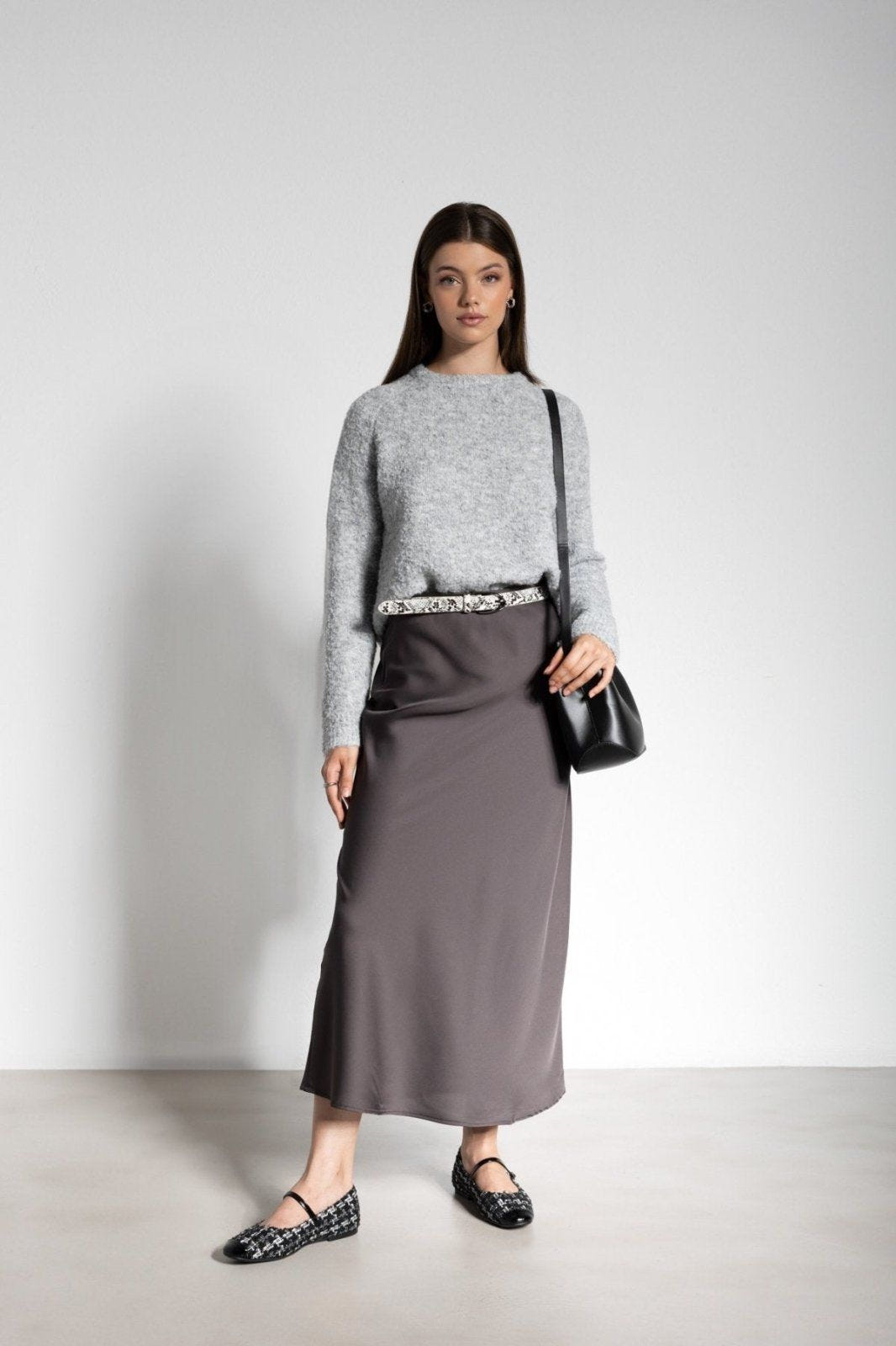 Φούστα μάξι σατέν ONLY 15333343 - Ανθρακί - thefashionproject.gr - ONLY