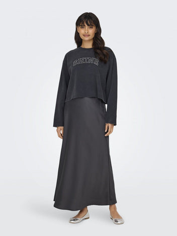 Φούστα μάξι σατέν ONLY 15333343 - Ανθρακί - thefashionproject.gr - ONLY