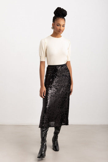 Φούστα με παγιέτες ONLY 15332682 - Μαύρο - thefashionproject.gr - ONLY