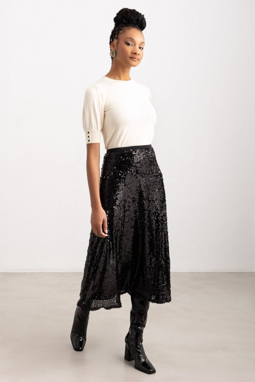 Φούστα με παγιέτες ONLY 15332682 - Μαύρο - thefashionproject.gr - ONLY