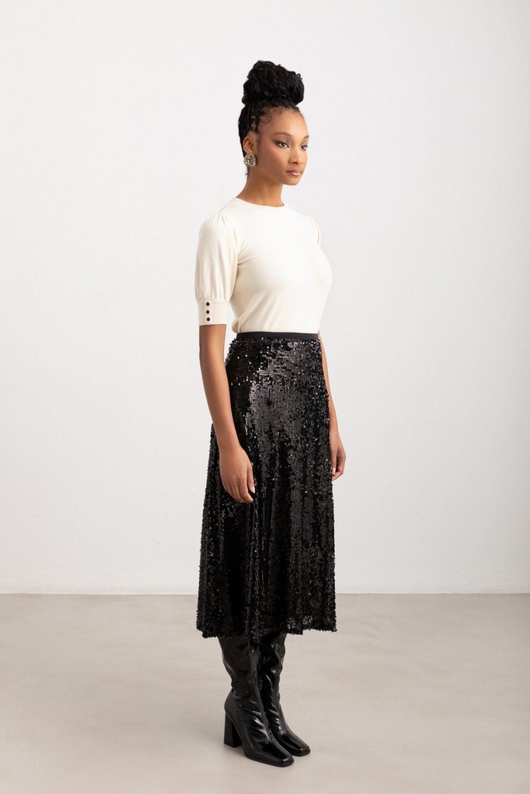 Φούστα με παγιέτες ONLY 15332682 - Μαύρο - thefashionproject.gr - ONLY