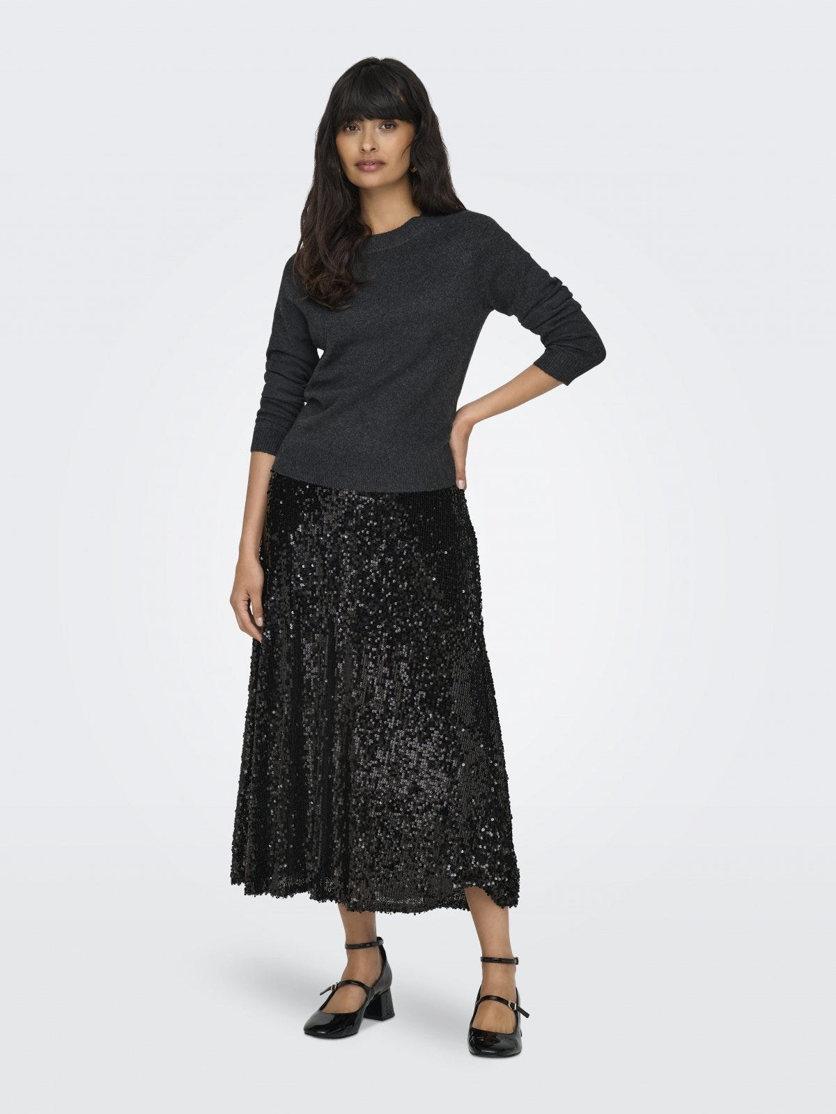 Φούστα με παγιέτες ONLY 15332682 - Μαύρο - thefashionproject.gr - ONLY
