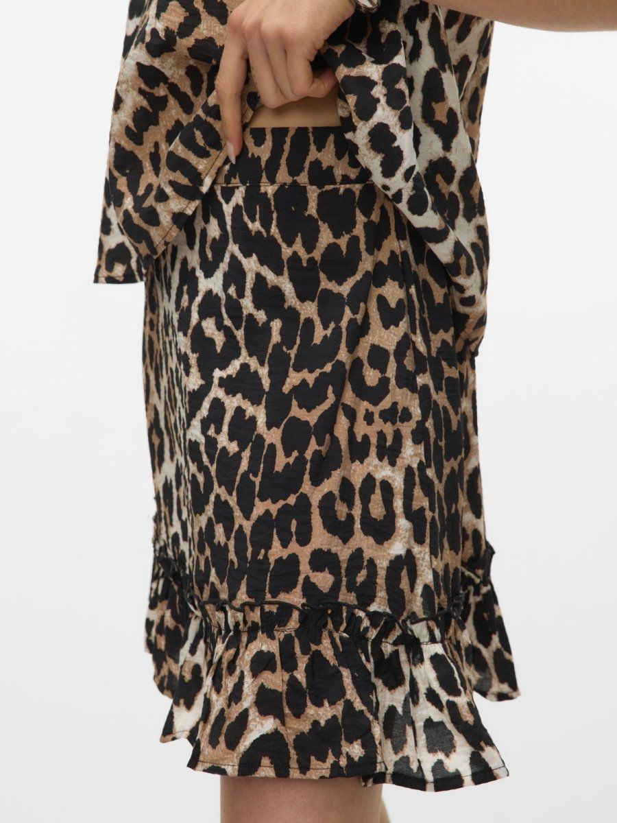 Φούστα με print και βολάν Vero Moda 10324126 - Leopard - thefashionproject.gr - VERO MODA
