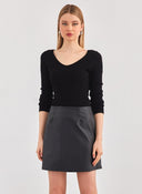 Φούστα μίνι δερματίνη Noobass 09 - 27 - Μαύρο - thefashionproject.gr - Noobass