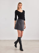 Φούστα μίνι δερματίνη Noobass 09 - 27 - Μαύρο - thefashionproject.gr - Noobass