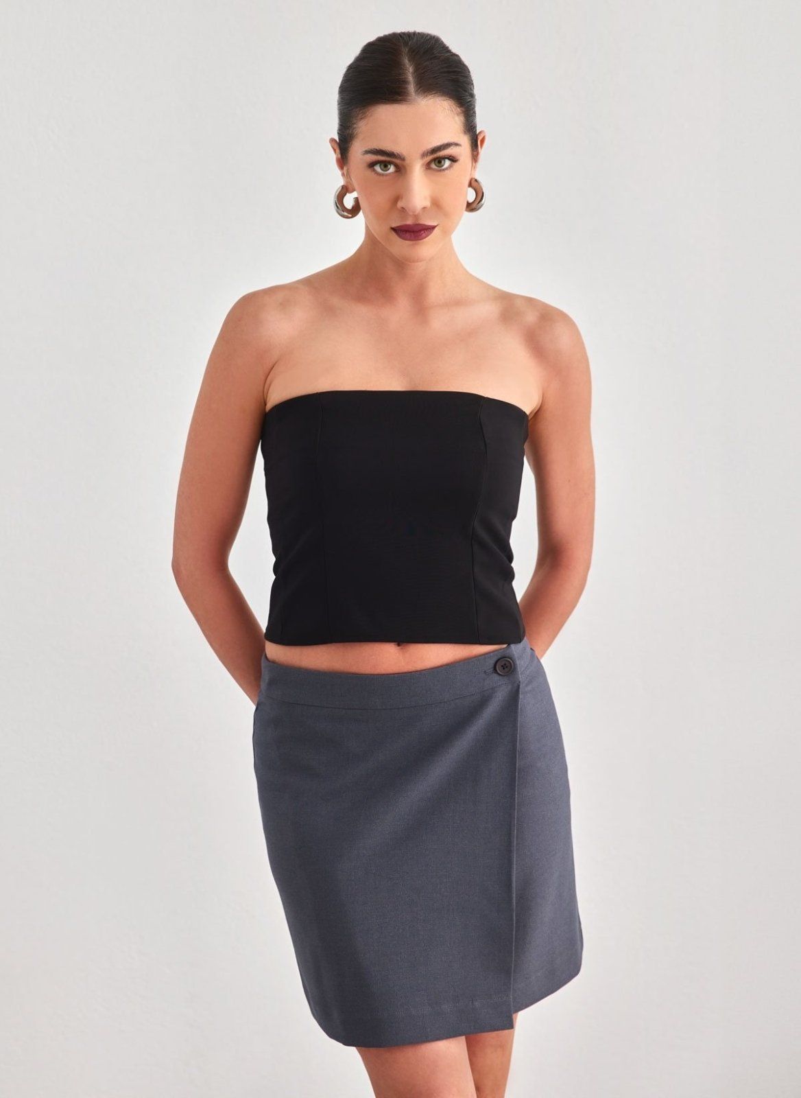 Φούστα μίνι φάκελος Noisy May 27028781 - Ανθρακί - thefashionproject.gr - NOISY MAY