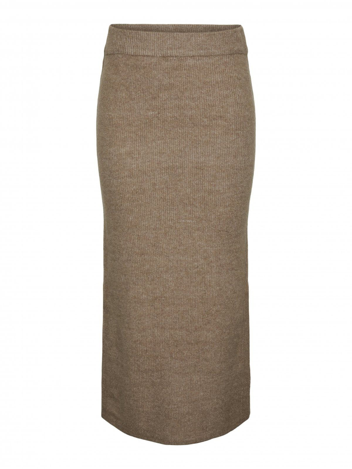Φούστα πλεκτή με άνοιγμα PIECES 17149631 - Άμμου - thefashionproject.gr - PIECES