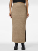 Φούστα πλεκτή με άνοιγμα PIECES 17149631 - Άμμου - thefashionproject.gr - PIECES