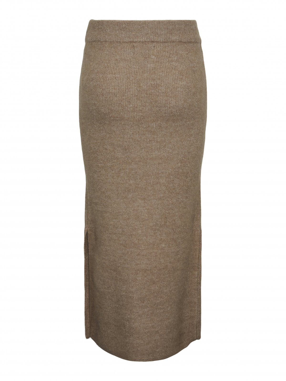Φούστα πλεκτή με άνοιγμα PIECES 17149631 - Άμμου - thefashionproject.gr - PIECES