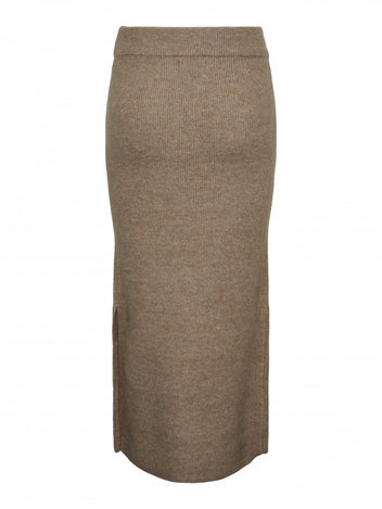 Φούστα πλεκτή με άνοιγμα PIECES 17149631 - Άμμου - thefashionproject.gr - PIECES