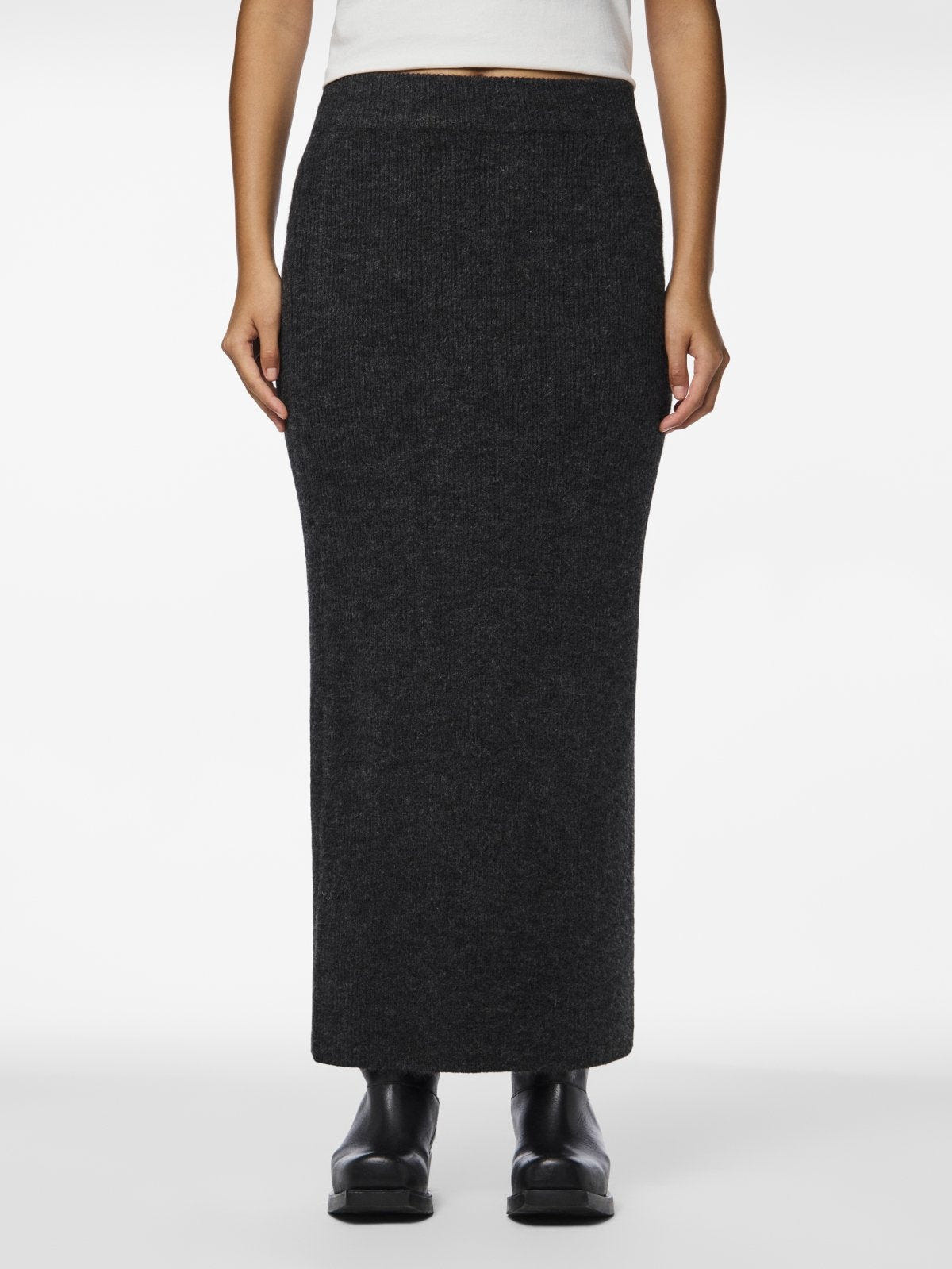 Φούστα πλεκτή με άνοιγμα PIECES 17149631 - Ανθρακί - thefashionproject.gr - PIECES