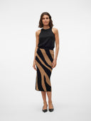 Φούστα πλεκτή με print Vero Moda 10310689 - Μαύρο/Μπεζ - thefashionproject.gr - VERO MODA