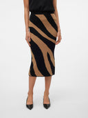 Φούστα πλεκτή με print Vero Moda 10310689 - Μαύρο/Μπεζ - thefashionproject.gr - VERO MODA
