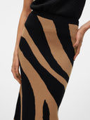 Φούστα πλεκτή με print Vero Moda 10310689 - Μαύρο/Μπεζ - thefashionproject.gr - VERO MODA