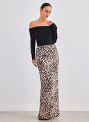 Φούστα σατέν με print - Leopard - thefashionproject.gr - K1