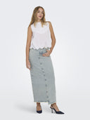 Φούστα τζιν με ξέφτια στη μέση ONLY 15315170 - Μπλε jean - thefashionproject.gr - ONLY