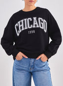 Φούτερ με ραφτή στάμπα CHICAGO - Μαύρο - thefashionproject.gr - Jean Louis Francoise