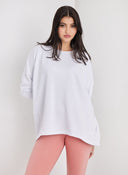 Φούτερ oversized με ασύμμετρο τελείωμα Noobass 01 - 679 - Λευκό - thefashionproject.gr - Noobass