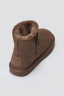 Fur Lined Ankle Boots Side Zip Kelara - Taupe Suede - thefashionproject.gr - KELARA