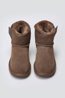 Fur Lined Ankle Boots Side Zip Kelara - Taupe Suede - thefashionproject.gr - KELARA