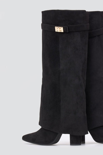Stephan - Gaiter Boots High Block Heel - Black Suede