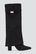 Gaiter Boots High Block Heel - Black Suede - thefashionproject.gr - Stephan