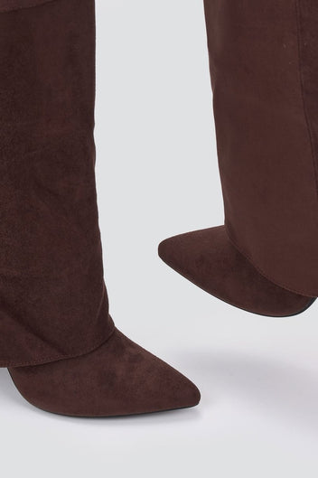 Gaiter Boots High Block Heel - Brown Suede - thefashionproject.gr - Stephan