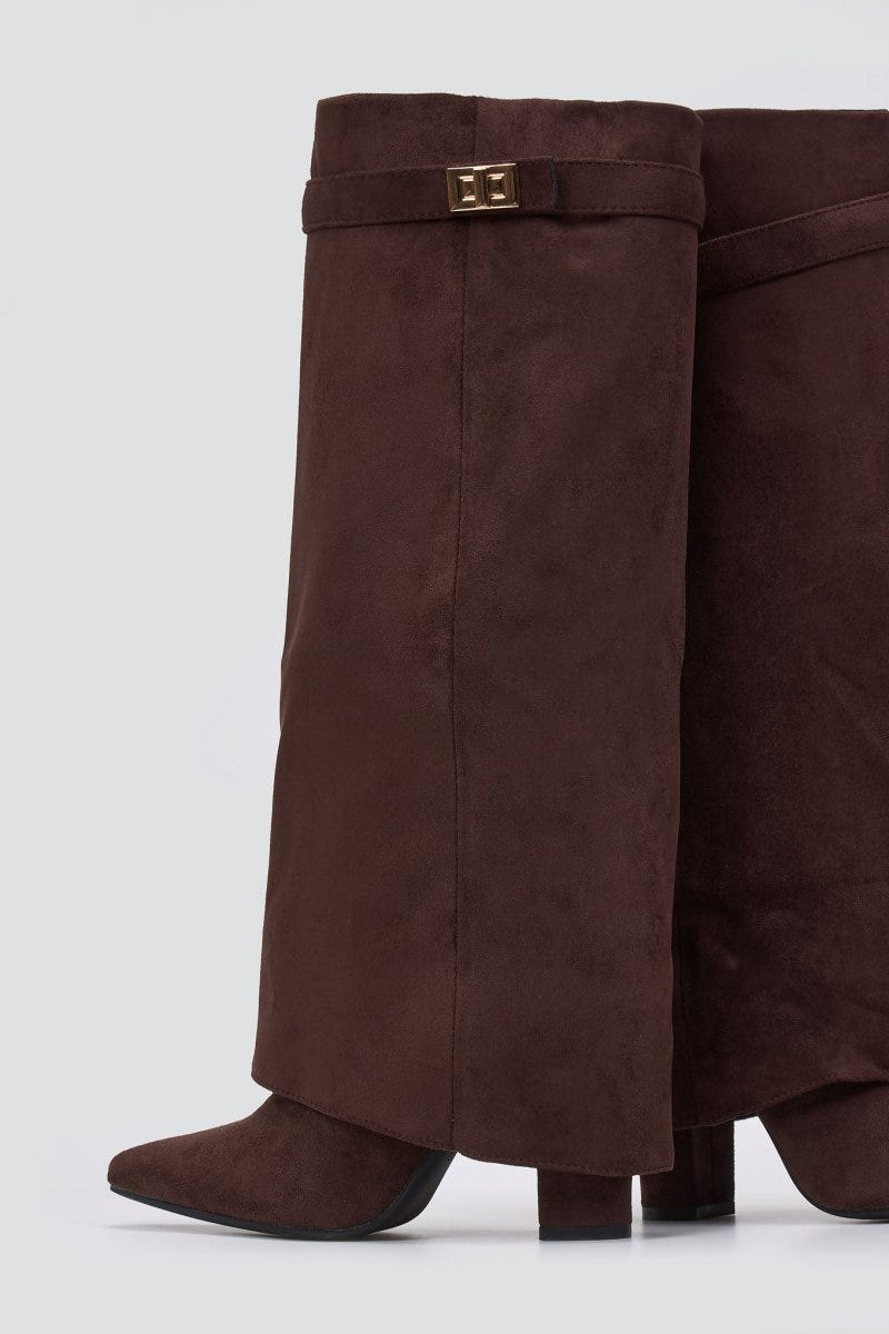 Gaiter Boots High Block Heel - Brown Suede - thefashionproject.gr - Stephan