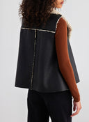 Γιλέκο δερματίνη με γιακά - Μαύρο - thefashionproject.gr - The Fashion Project