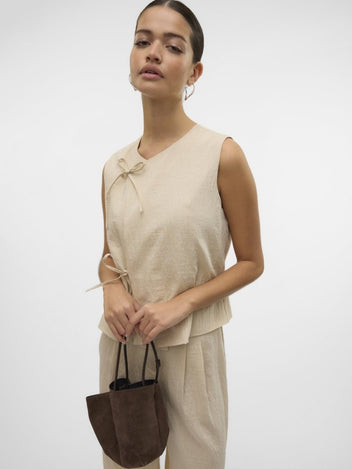Γιλέκο με κορδόνια Vero Moda 10326935 - Μπεζ - thefashionproject.gr - VERO MODA