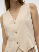 Γιλέκο με λινό Vero Moda 10321606 - Μπεζ - thefashionproject.gr - VERO MODA