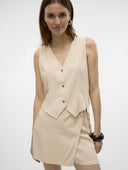 Γιλέκο με λινό Vero Moda 10321606 - Μπεζ - thefashionproject.gr - VERO MODA