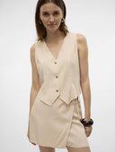 Γιλέκο με λινό Vero Moda 10321606 - Μπεζ - thefashionproject.gr - VERO MODA