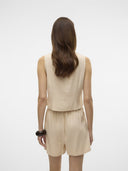 Γιλέκο με λινό Vero Moda 10321606 - Μπεζ - thefashionproject.gr - VERO MODA